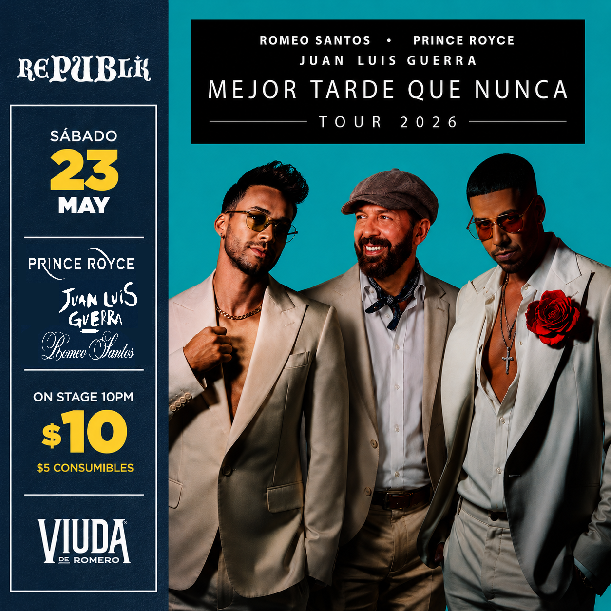 Romeo Santos, Prince Royce y Juan Luis Guerra | MAYO 23